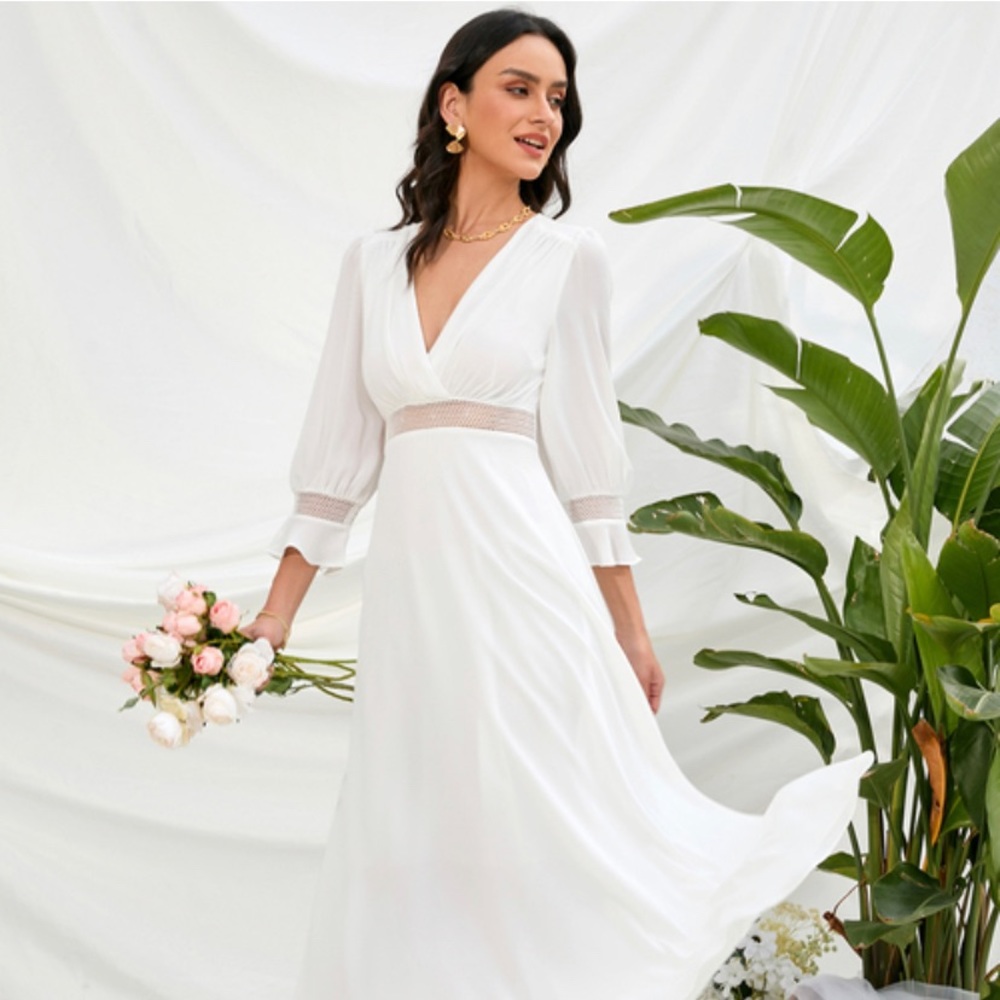 Chiffon midi dress WHITE
